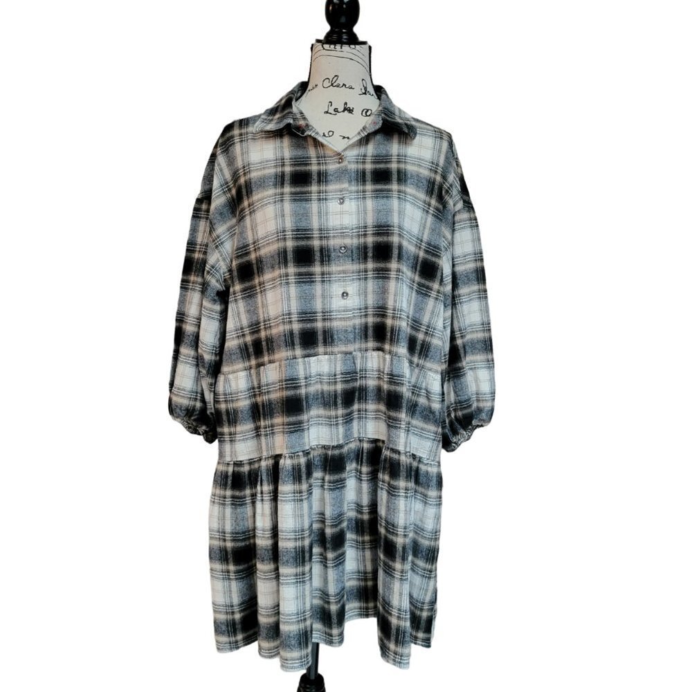 NWT Flag & Anthem Plaid York Tiered Dress - Size M